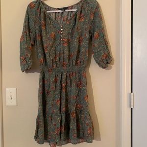 American Living Green Floral 3/4 Sleeve Dress